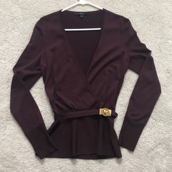 Gucci Sweaters - Gucci maroon belted top